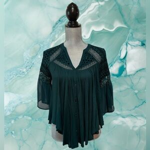 ANTHROPOLOGIE MEADOW RUE Dark Green Top - Size XS